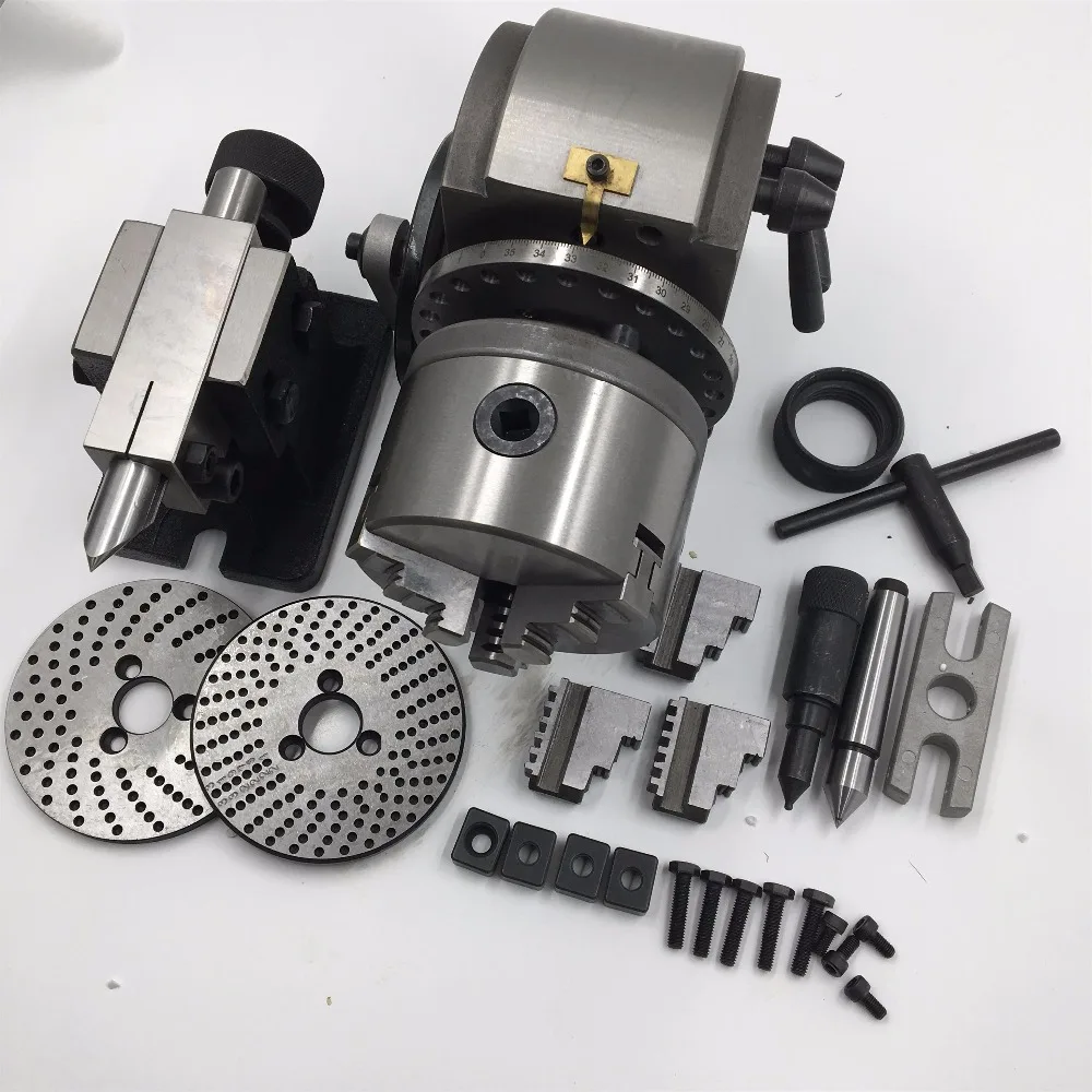 High Precision BS-1 Dividing Head 3Jaw Lathe Chuck 200mm with Tailstock and Dividing Plates Lathe Universal Dividing Head