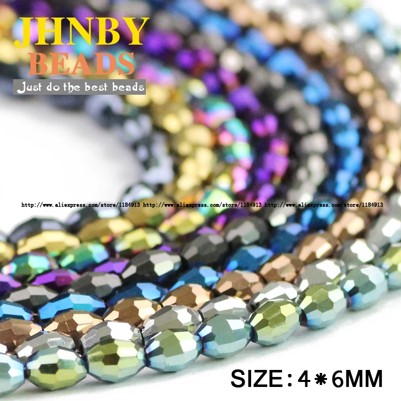 Rice Grains Austrian Crystal Bead 100pcs 4*6mm Oval Shape Plated Color Loose Beads For Jewelry Making Bracelets Necklace DIY