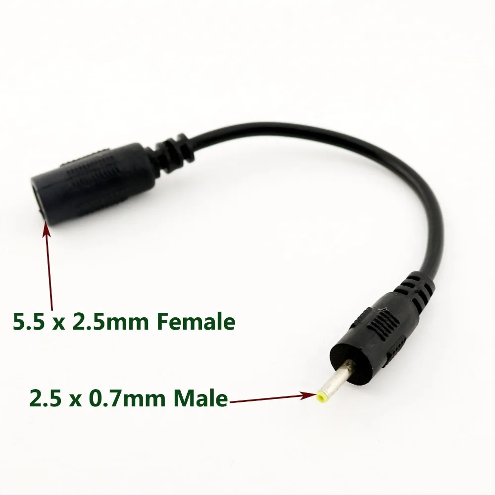 

1pcs CCTV DC Power Adapter Cable 5.5mm x 2.5mm Female Jack Socket to 2.5 x 0.7mm Male 15cm