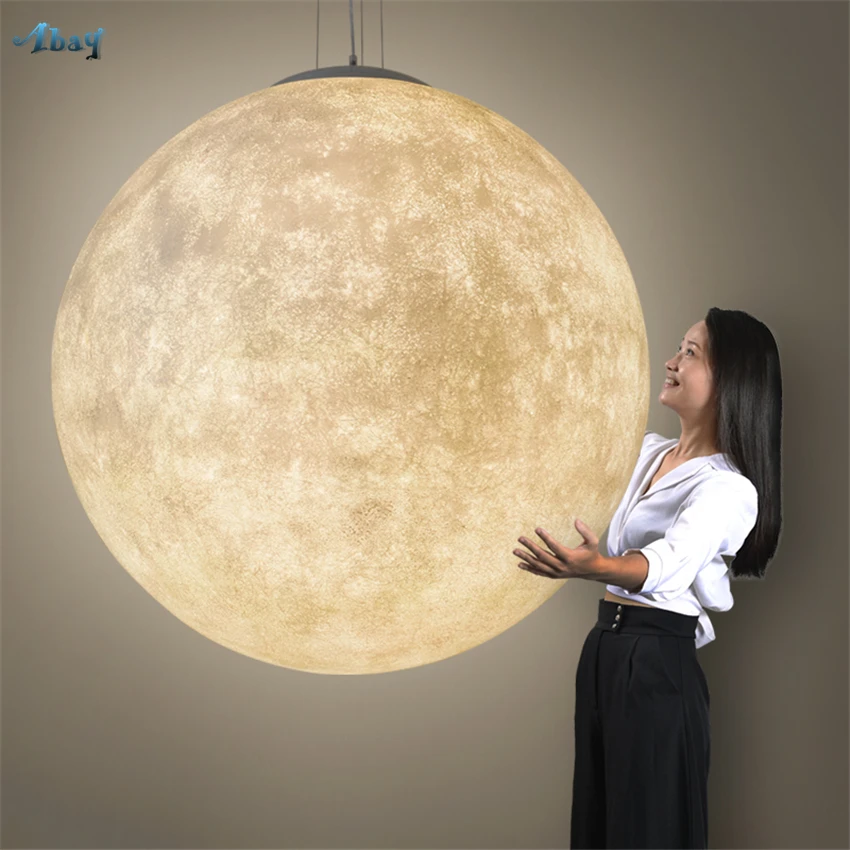 Nordic Bedroom Bedside Moon Pendant Lights Study Art Restaurant Living Room Planet Moon Luna Hanging Lamps Decorative Fixtures