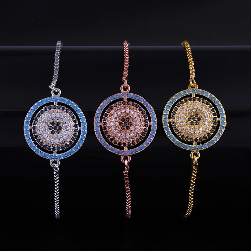 Juya Handmade Rose Gold Silver Plated Greek Eye Jewelry Supplies Adjustable Chains Evil Eye Hamsa Fatima Bracelet For Women Men
