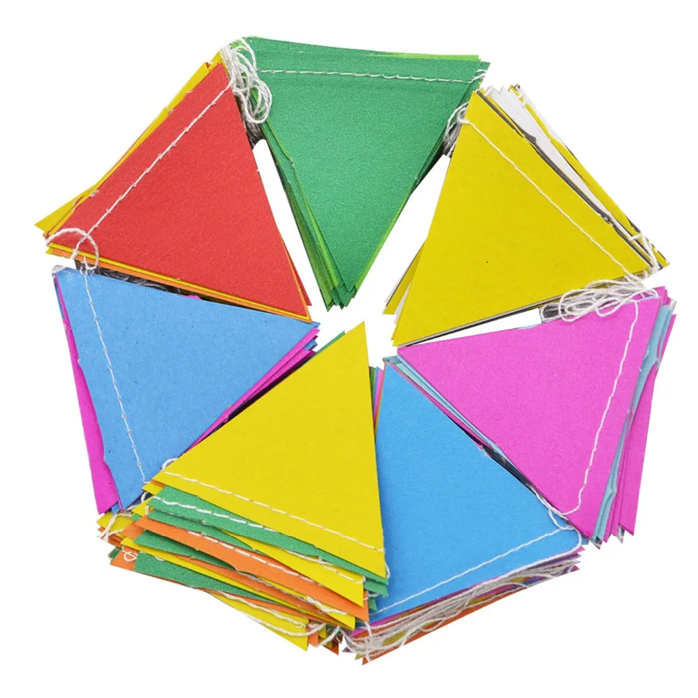 4m Small Paper Flags Hanging Paper Garland Wedding Bunting Banner Baby Shower Birthday Decoration String Streamer Party Supplies