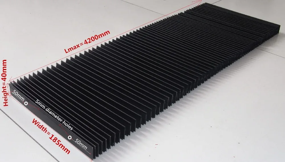 CNC machine accordion cover, shape of the cover T7,length extended-4200mm,height-40mm,width-185mm