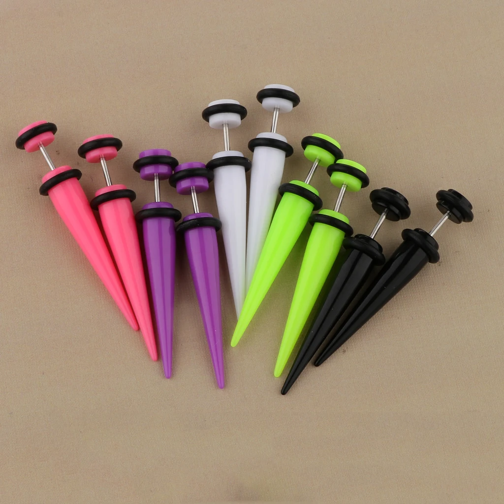MagiDeal 10Pcs 18G Fake Cheater Ear Taper Stretcher Plugs Stretching Tunnels image 3