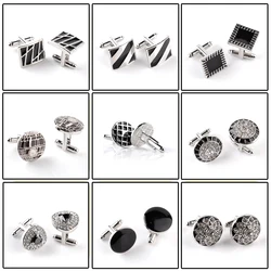 Men's character high-end business-style cuffs white shirt accessories wedding gifts black series classic steady cuffs man-made c