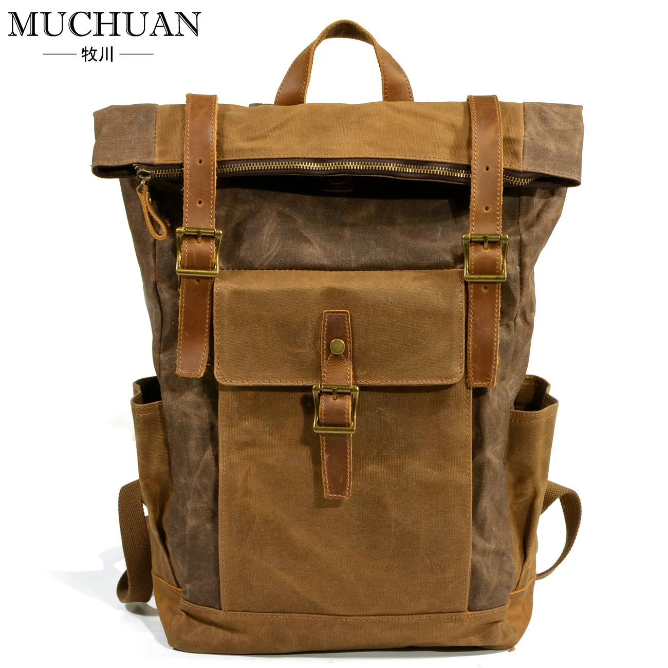 Muchuan oil wax cloth Backpack New European leisure travel bag large volume waterproof canvas bag bag