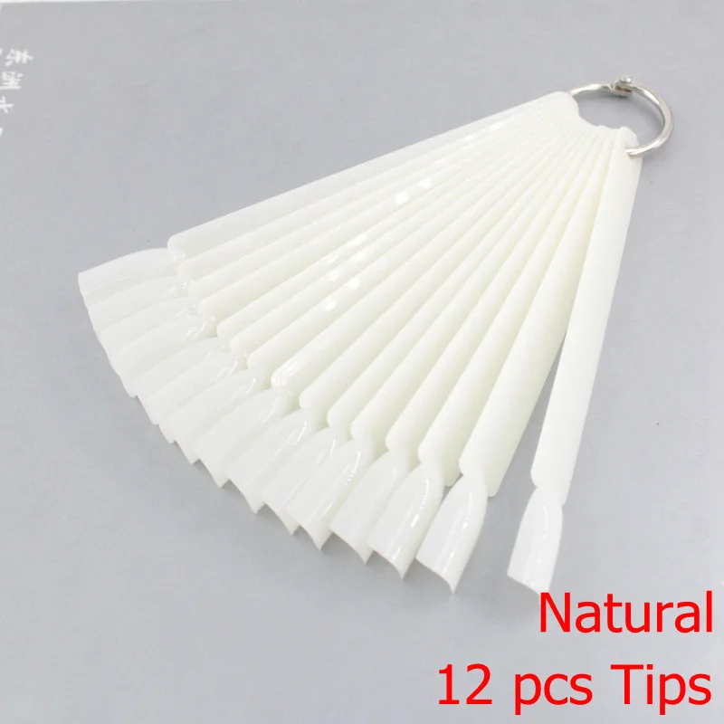 Falsche Nagelspitzen-Fan Nature Clear Black 12/24/32/50 Stück/Set Finger Full Card Nail Art Display Übungspolitur alles für Maniküre