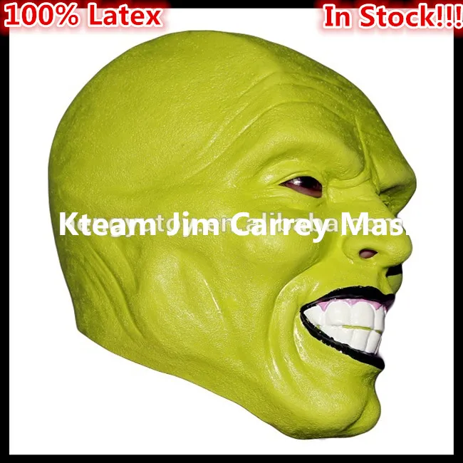 Top Grade 100% Latex Party Cosplay The Mask Jim Carrey Male Mask Mens Fancy Dress Superhero Comic Adults Costume Accessories Toy