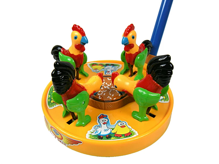 Push The Chicken Peck Rice Toddler Educational Toys Children's Single-rod Hand-pushed Toy Unisex Animal 2021