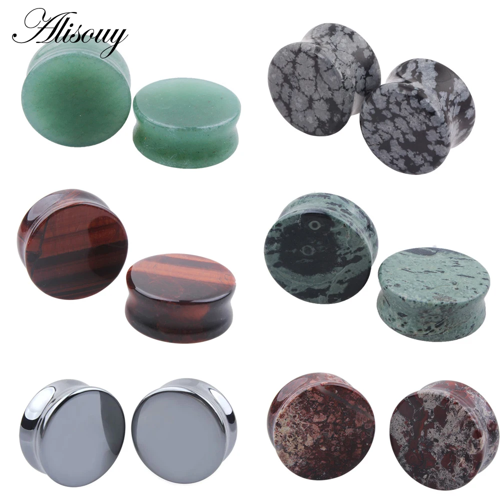 Alisouy 2pcs Stone Ear Plugs and Tunnels Ear Piercings Earring Gauges Piercing Ear Stretcher Plugs Oreille Body Piercing Jewelry