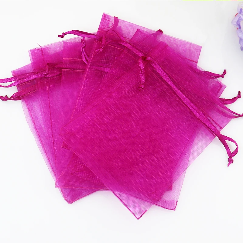 

200pcs/lot Hot Pink Organza Bags 17x23cm Wedding Favor Cosmetics Candy Jewelry Packaging Bag Christmas Drawstring Gift Bags