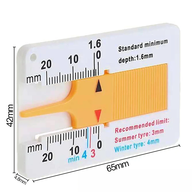 0-20mm Auto Car Tyre Tread Depthometer Depth Indicator Gauge Gage Motorcycle Trailer Van Wheel Measure Tool Measrement Supplies