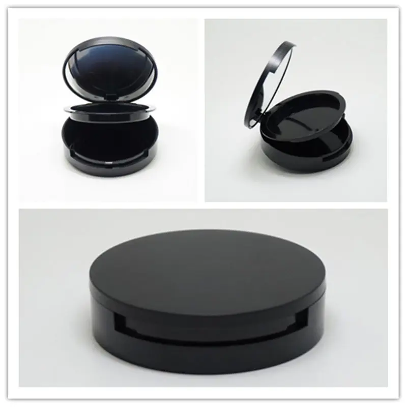 Wholesale Plastic Black Empty 12g Double layer Powder Box with Mirror Women Packaging Refillable 12g Container F20171403