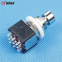 2PCS M12X0.75 Foot Switches 9 Pins Push Button Switch ON/ON Latching 3PDT 3 Pole Double Throw Momentary For Guitar Effects Pedal