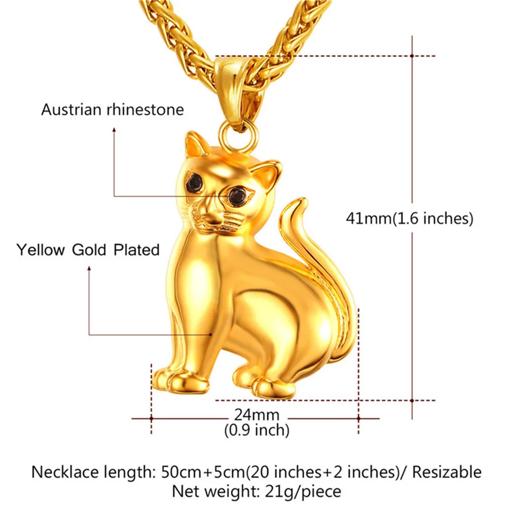 Stainless Steel Cat Pendent Necklace for Women Men Animal Cute Dainty Necklaces Accessaries Hot Sale Birthday Party Jewlery Gift