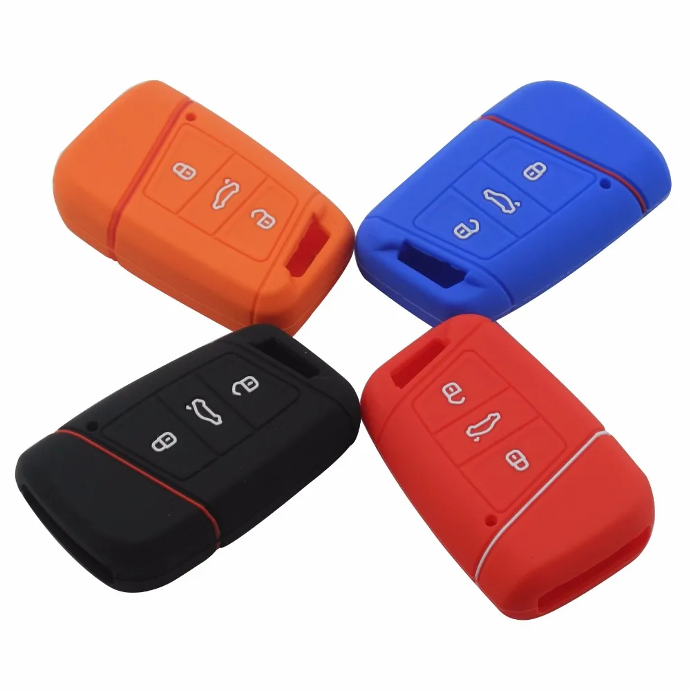 jingyuqin Silicone key fob case holder for VW Skoda Superb Magotan Passat B8 A7 Golf Smart Remote Protector Skin Cover