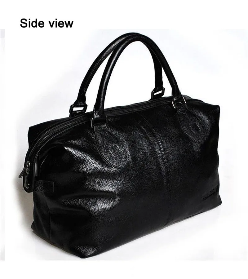 New Fashion Luggage Bags Genuine Leather Men\'s Travel Bag big Men Duffle Bag weekend Women Shoulder Bag Large Tote Handbag Black