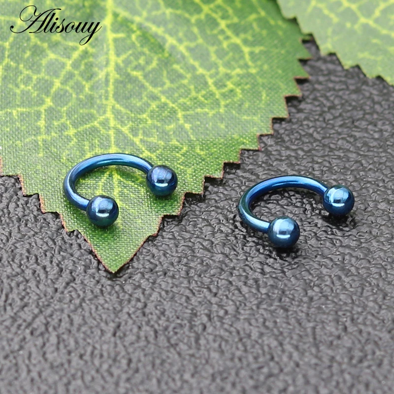 Alisouy 1PC 16G Nose Septum Ring Lip Nipple Eyebrow Lobe Rings Hoop Horseshoe Ear Piercings for Women Men Steel Body Jewelry