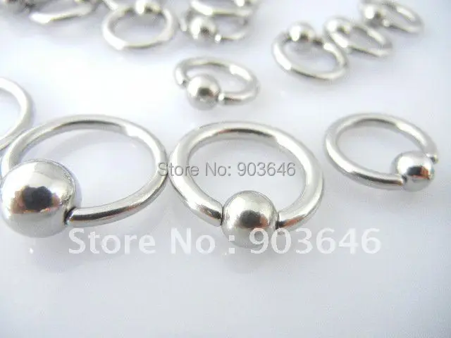 100PCS Stainless Steel Ear Studs Lip Ring Eyebrow  Free Shippment Body Jewelry BCR 16g 14g 12g 10g mix