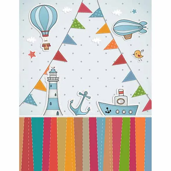 Funnytree-Fondo para estudio fotográfico, globo de aire caliente, Bandera de dibujos animados para niños, telón de fondo para photocall, utilería impresa