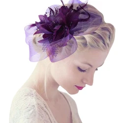 2018 Fashion Women Flower Feather Beads Mesh Corsage Hair Clips Girls Ladies Female Fascinator Bridal Hairband New High Quality