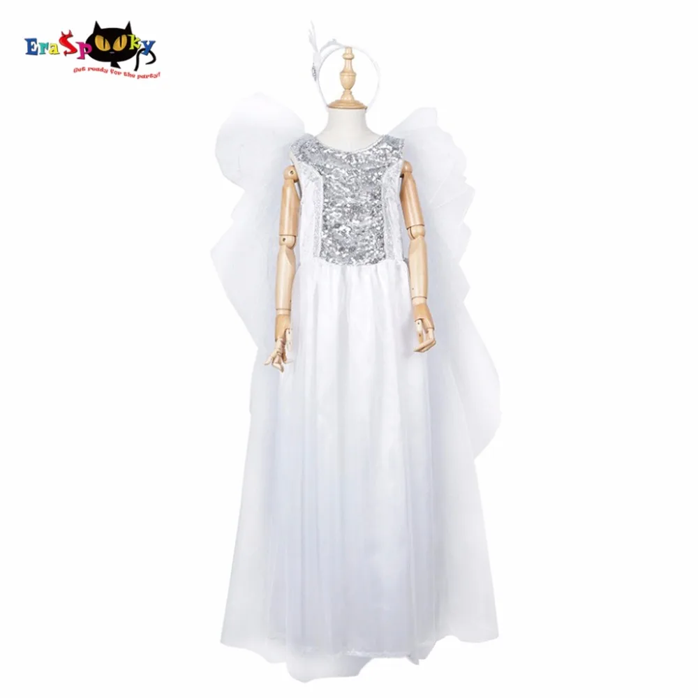 

Girls Princess Dress Christmas Costume for Kids Angel Wings Dress Halloween Cosplay Carnival Party Dress Child White Lace Sequin