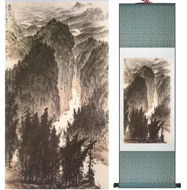 

landscape painting Home Office Decoration Chinese scroll painting mountain and River paintingPrinted painting042604