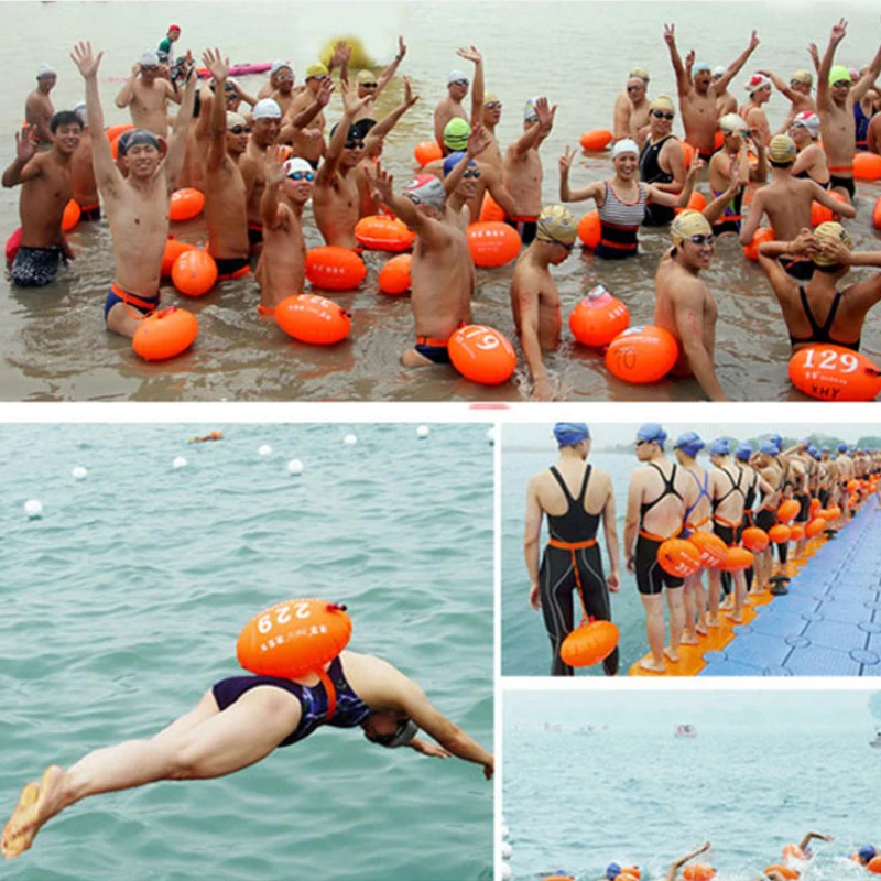 Amalibay กีฬาความปลอดภัยว่ายน้ำอุปกรณ์ความปลอดภัยว่ายน้ำลอยพองทุ่นลอยน้ำสำหรับสระว่ายน้ำเปิด Sea Swim ถุงลมนิรภัย