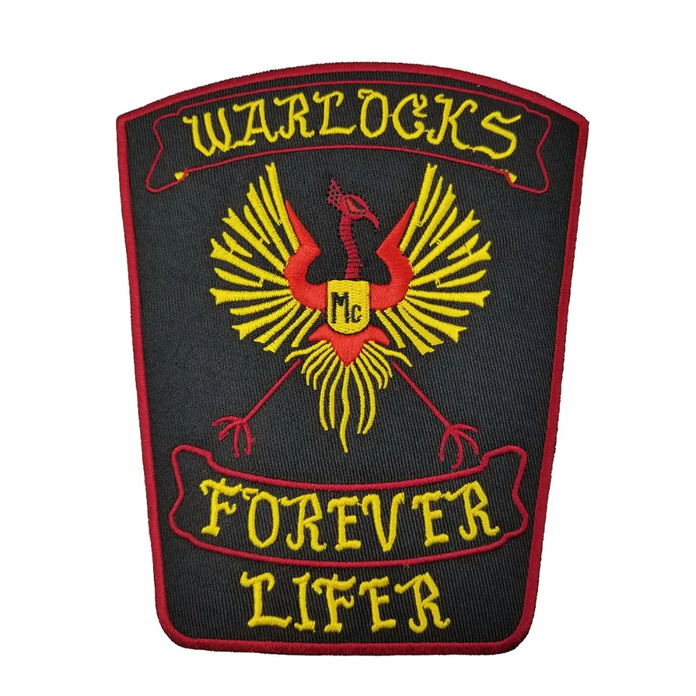 NEW ARRIVAL WARLOCKS Motorcycle Patch 1% Biker Rider Vest MC Embroidered Iron On Back of Jacket Patch DIY G0434 Free Shipping image 2