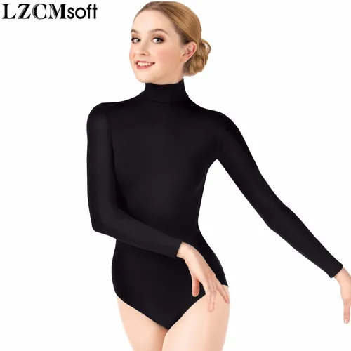 Imagen 2 del producto LZCMsoft-leotardos de gimnasia de nailon para mujer, Body de una pieza de manga larga para adultos, Ropa de baile de Ballet, disfraces de actuación