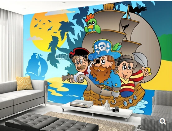 Custom kids wallpaper, Kids Pirates,3D cartoon mural for living room children's room park backdrop waterproof papel de parede