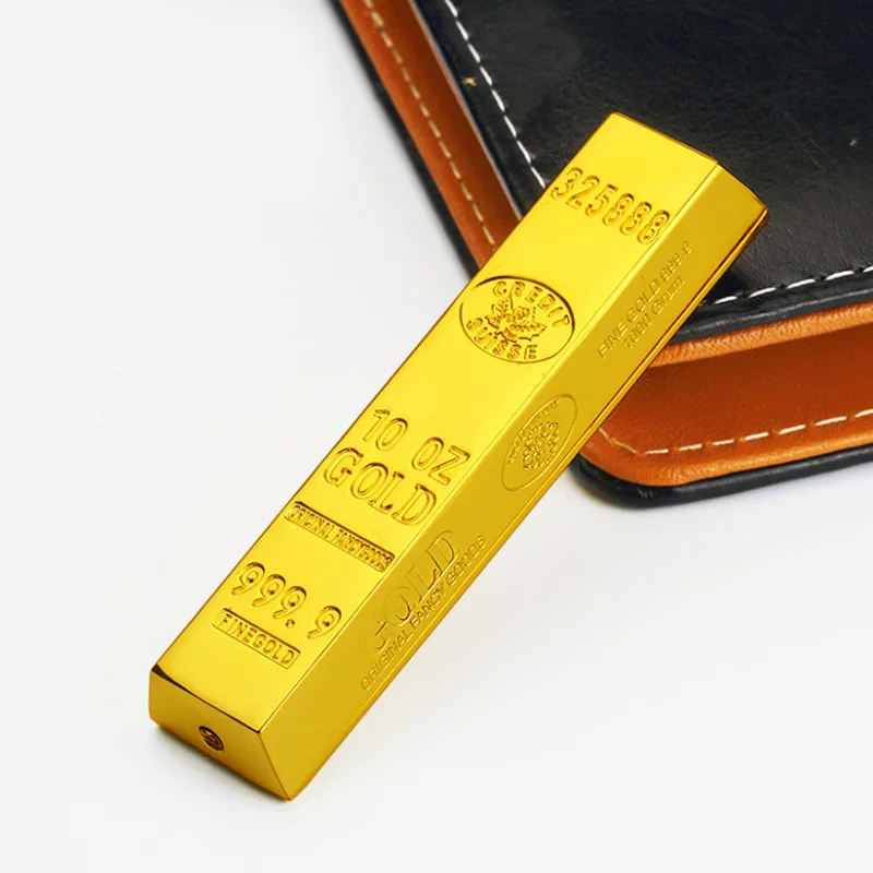 Fashion Mini Gold Bar USB Lighters Metal Ultra Thin Wire Windproof Rechargeable Cigar Lighter