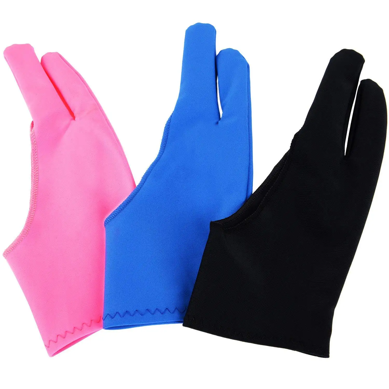 2 Pcs Tablet Drawing Glove Artist Glove for Graphic Tablet, Art Creation, Pen Display and IPad Pro Pencil (Blue, Pink, Black)