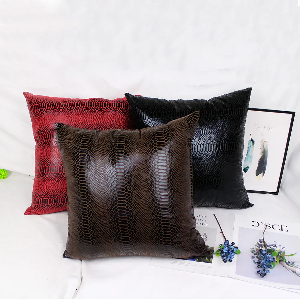 Fashion Snake Suede Thin Pure Solid Red Decorative Pillowcase Chair Cushion Car Sofa Home Decor 45x45cm 40 50 60 Custom