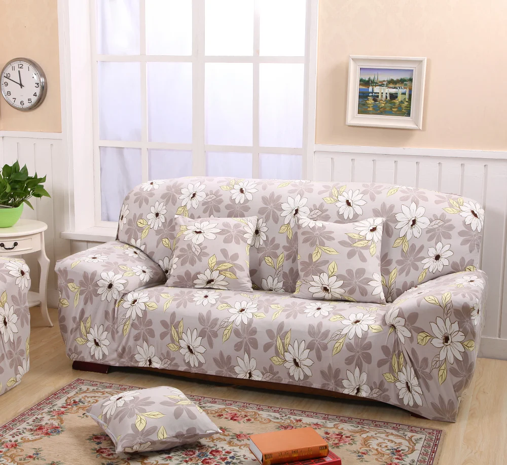 Flower Printed Sofa Cover Spandex Anti-dirty Removable Elastic Stretch Slipcovers All-inclusive Wrap Tight Couch Cover