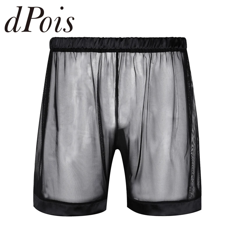 

Mens See Through Mesh Slip Hommes Men Panties Loose Boxer Shorts Black Underwear Underpants Nightwear