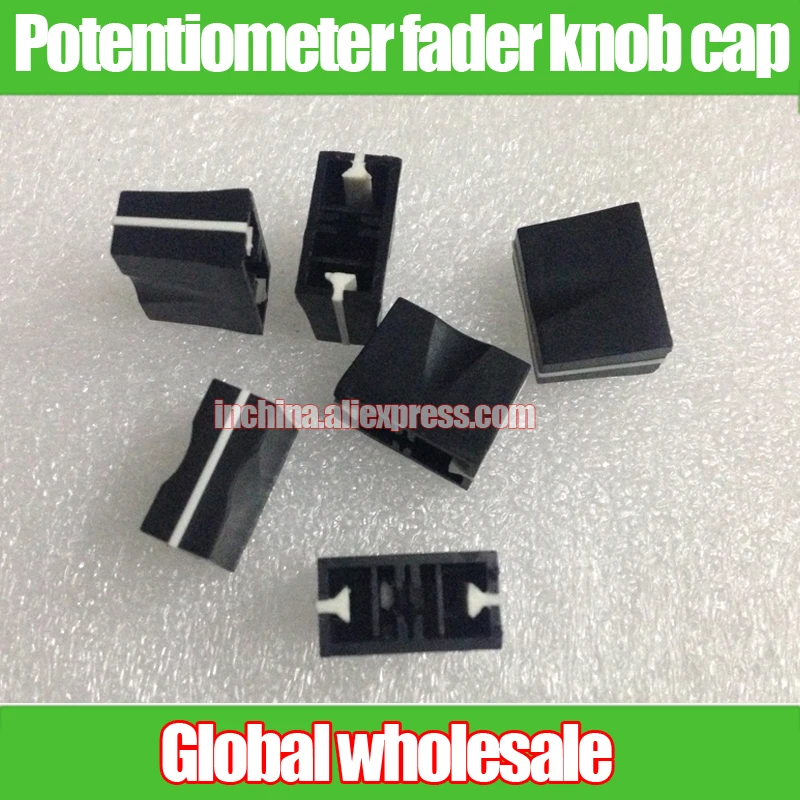 10pcs Mixing station Mixer Straight Slot Potentiometer Fader Knob Hole Hole 4mm Pusher Hood Length 19MM Height 15MM