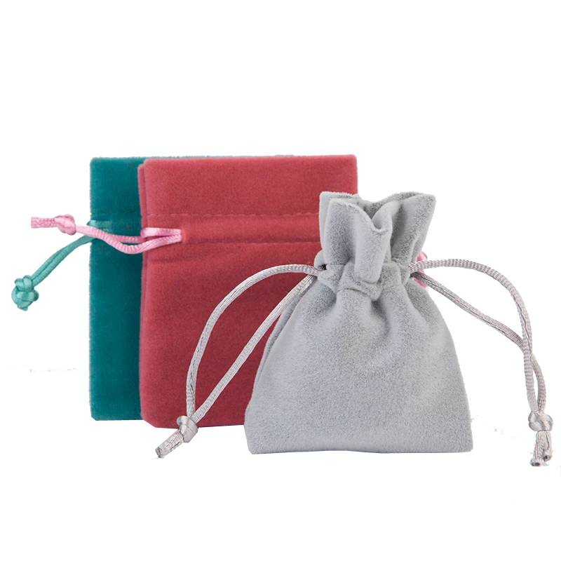 

High Quality Grey Velvet Bag 7x9cm Jewelry Drawstring Pouch Christmas Wedding Pouches Gift Bags Jewelry Organizer 50Pcs