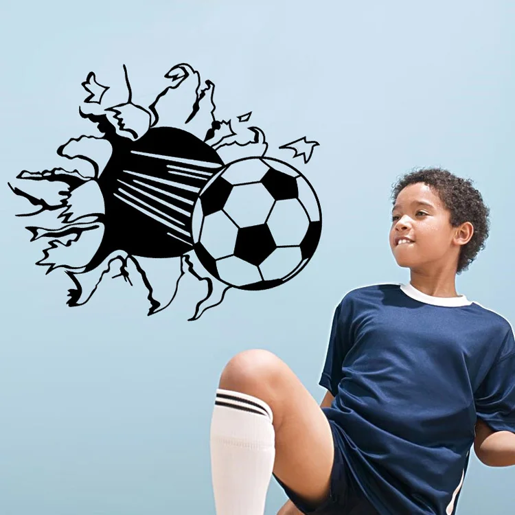 Geschnitzter Fußball-Wandaufkleber für Kinderzimmer, Jungenzimmer, Schlafzimmerdekoration, Wandbild, Heimdekoration, Kreative Tapeten, Sport-Aufkleber – Detail 3