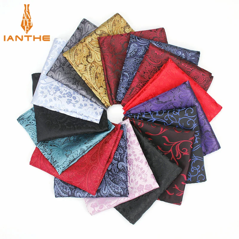 Men's Pocket Square Paisley Pattern Handkerchief Fashion Hanky For Men Business Suits Hankies Vintage Towel Accessories Navy