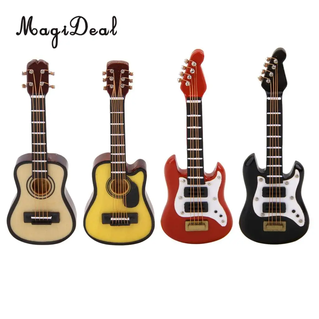 MagiDeal 4Colors 1:12 Dollhouse Miniature Music Instrument Electric Guitar for Kids Learning Educational Musical Toy House Decor