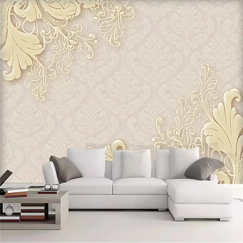Decorative wallpaper Modern European style relief patterns simple background wall paintings