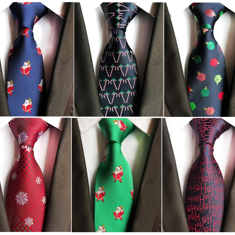 

RBOCOTT Red Christmas Ties For Men New Design Fashion Santa Claus 8cm Festival Necktie Men's Silk Neck Ties For Party Suit Gift