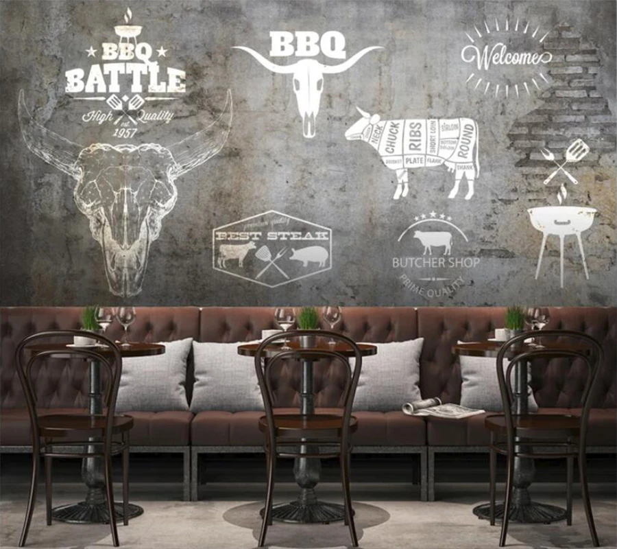 

Decorative wallpaper Vintage style western restaurant background wall