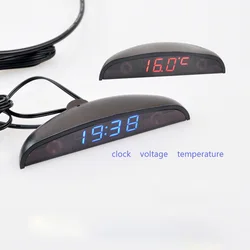 3 in 1 Car Digital Auto Thermometer Voltmeter Clock Volt Temperature Monitor 12V 24V Outdoor Indoor Led red/Blue DC8-30V