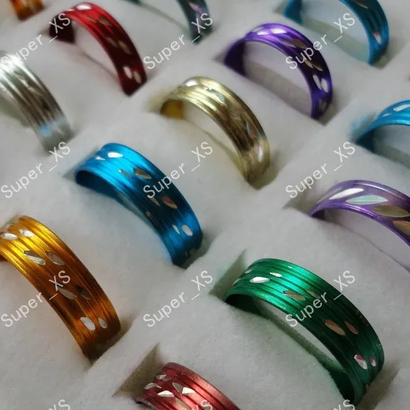 200pcs Whole Jewelry Ring Lots Hot Sale Nice Pretty Multicolor Aluminum Alloy Rings Good Quality LB098  Free Shipping