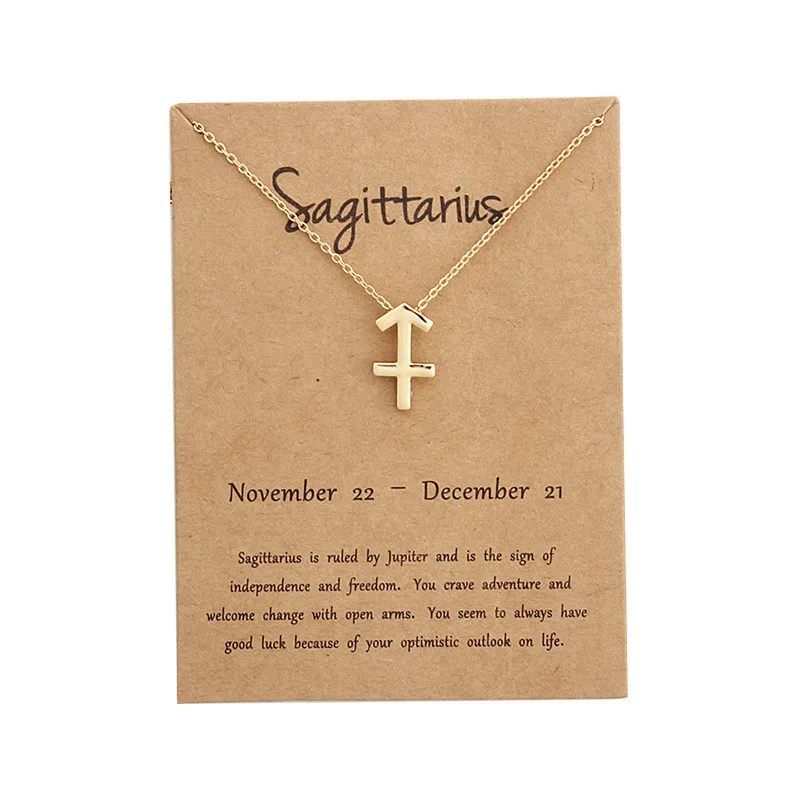 Lucky 12 Constellation Sagittarius Pendant Necklaces Virgo Necklace Birthday Gift Message Card for Women Girl Jewelry