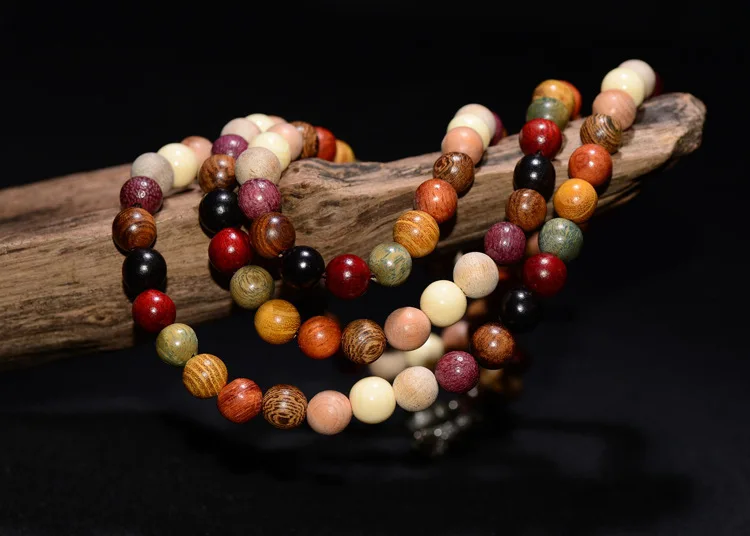 108*6mm/8mm Sandalwood Tibetan Buddhist Prayer BeadsYoga Buddha Mala Rosary Wooden Charm Bracelet Women and Men Jewelry