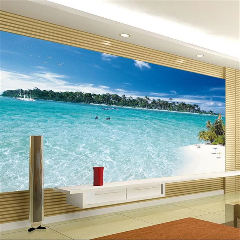 

beibehang 3d stereoscopic sea views murals TV backdrop wallpaper living room bedroom papel de parede photo wall paper