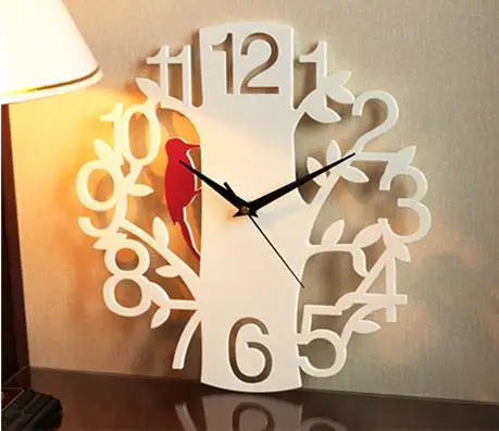 Wall Clock for Living Room, Large Digital Woodpeckers, Quiet Art, Creative, Personality, Fashion